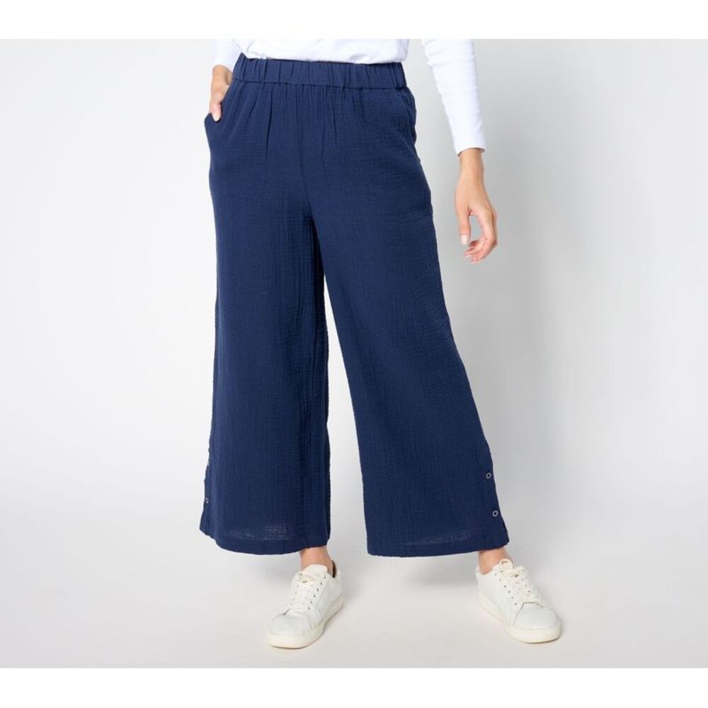 Revers-A-Brella Women's Pants Sz XL Marshmallow Gauze Crop Blue A678967